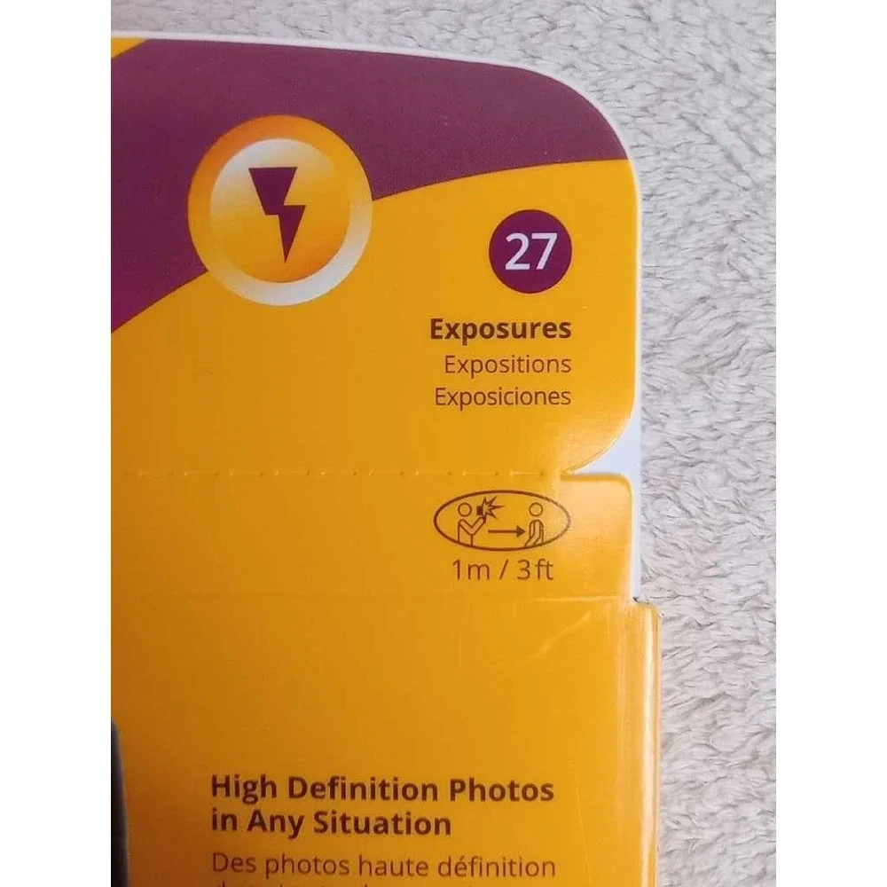 Kodak‎ Power Flash 27 Exposure Disposable Camera Yellow Purple NIB